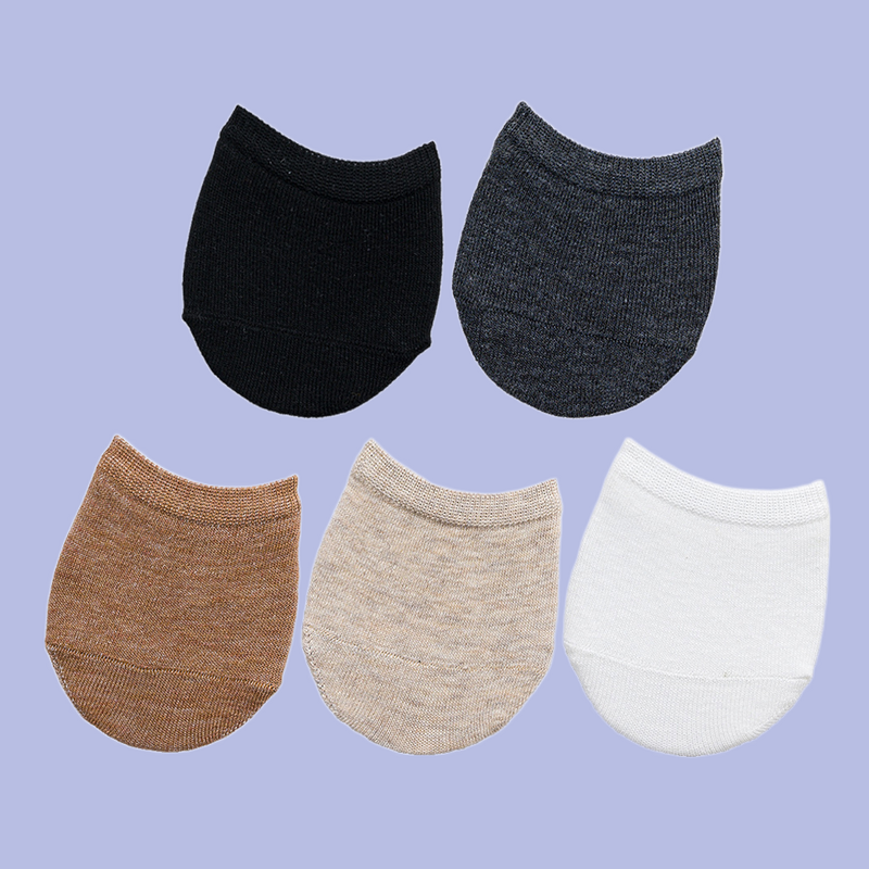 Calcetines invisibles de verano para mujer, medias transpirables, cubierta de medio pie, Color caramelo, 5 pares