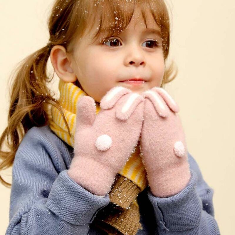 Sarung tangan anak, menjaga hangat tahan angin mewah tebal sarung tangan untuk balita bayi anak-anak sarung tangan gantung leher sarung tangan jari penuh