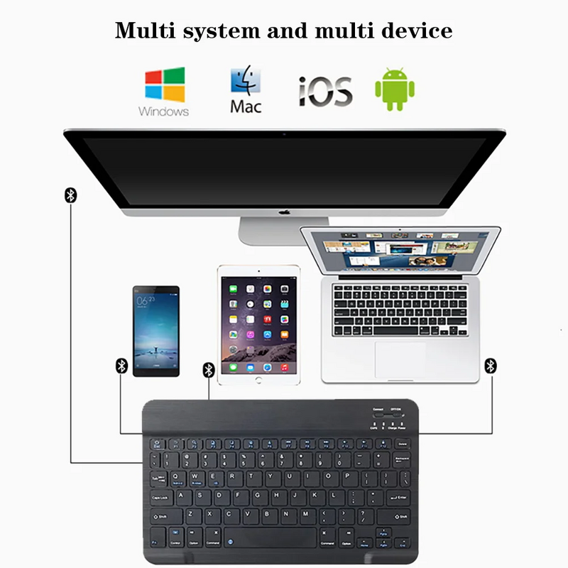 Teclado y ratón inalámbricos Bluetooth para Samsung, Xiaomi, Apple, teléfono móvil, tableta, Android, IOS, Windows, 10 pulgadas