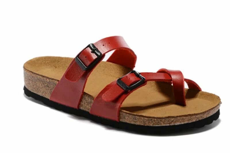Mayari-Chanclas de tacón plano para mujer, zapatos de playa de cuero de gamuza con hebillas, con caja de zapatos