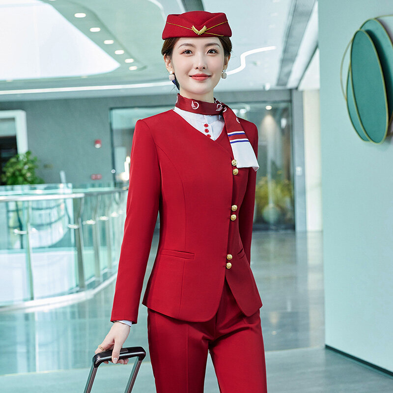 Mundur linii lotniczych dla kobiet stewardessa stewardessa personel pokładowy załoga pokładowa linie lotnicze kobiety garniturują mundury