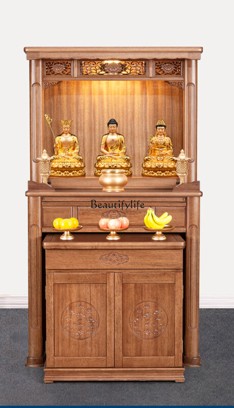 Solid Wood New Chinese Style Buddha Cabinet Household Shrine Modern Light Luxury Simple Altar Cabinet