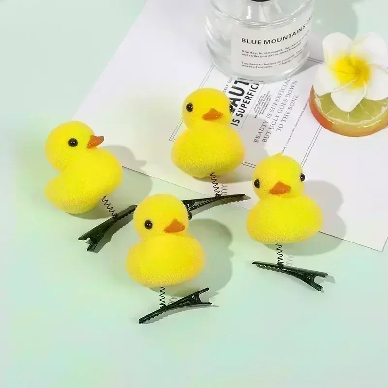 Lote de 10/20/50/100 unidades de horquilla de felpa de pato amarillo con Orejas de conejo en 3D para niños, accesorios de Clip de pico de pato