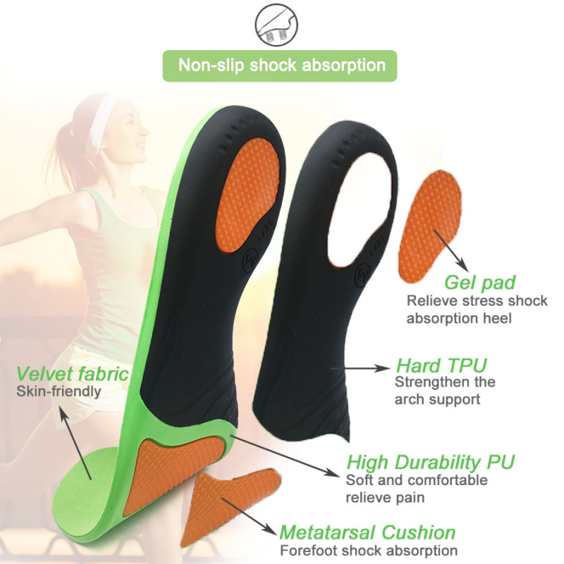 EVA sepatu ortopedi Sol dalam nyaman, untuk bantalan kaki lengkung kaki X/O tipe kaki datar penyerap guncangan