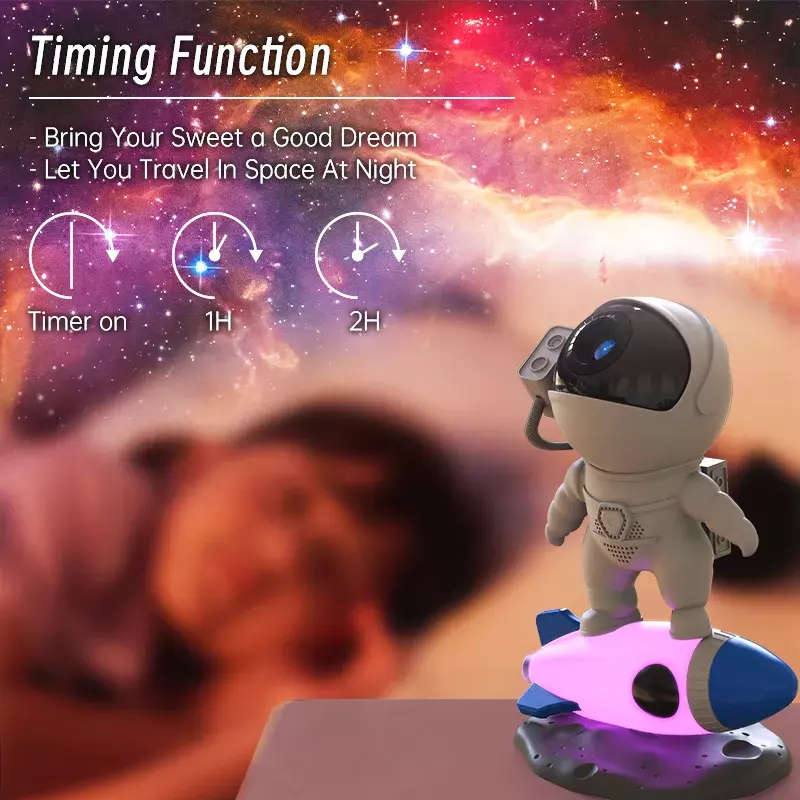 Raket astronaut Galaxy Projector nachtlampje en 13 filmstukken Sky Projector 360 ° roteren planetarium voor kinderen slaapkamer