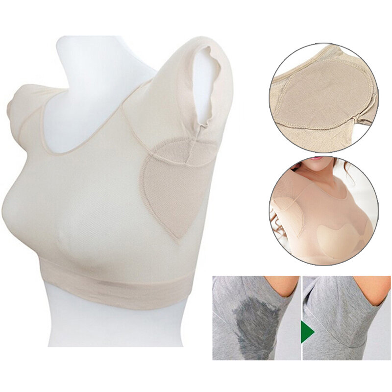 Almohadillas para el sudor en forma de camiseta para mujer, 1 piezas, absorbente, desodorante, reutilizable, lavable, para axila, axila