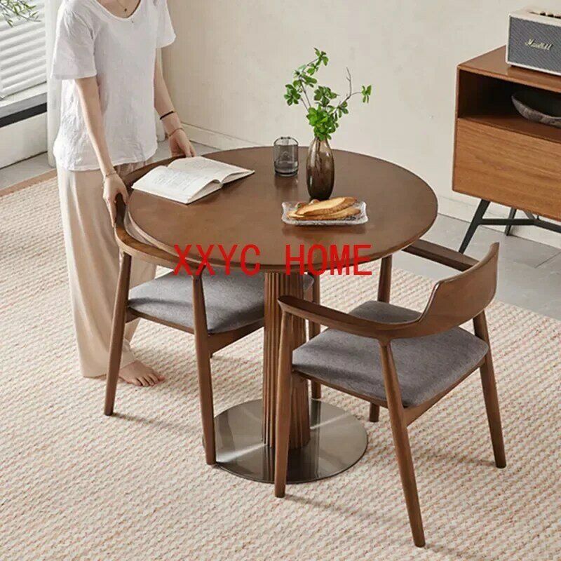 Set meja kopi bulat, kursi kayu minimalis ruang tamu desainer konsol meja furnitur Modern