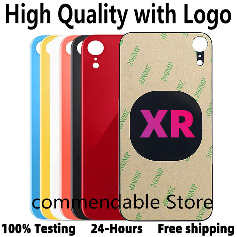 For iPhone XR Back Glass Cover Panel Battery Cover Replacement Parts Original With logo Housing Big Hole Camera Rear Glass