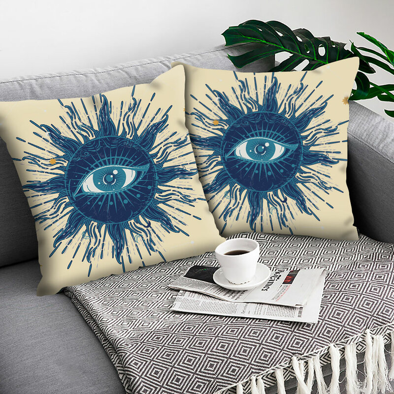 Evil Eye Printed Cushion Cover Super Soft Short Plush Cushion Cover Home Decorative Sofa Throw Pillow Case Almofada Cojines