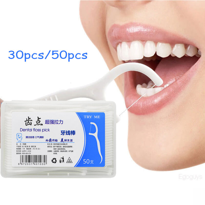 30/50Pcs Flosser Dental Floss Picks Palitos de Dentes Ficar Dente Limpeza Interdental Escova Dental Floss Escolha de Cuidados de Higiene Oral
