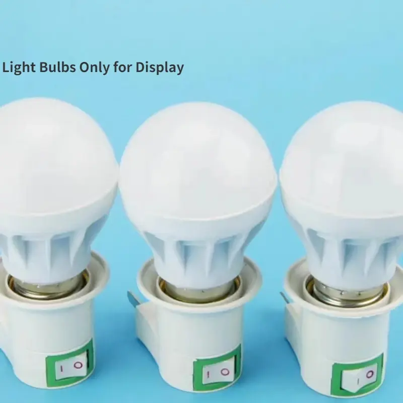 LED Bulb Base with Switch Plug Socket Household E27 Screw Socket White Lamp Holder Waterproof Lamp Head