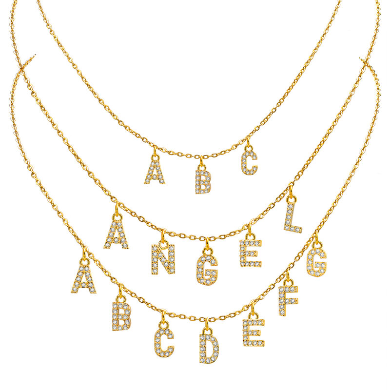 Collana con nome personalizzato personalizzato per donna, collana con ciondolo a lettera iniziale in zircone, gioielli all'ingrosso in acciaio inossidabile
