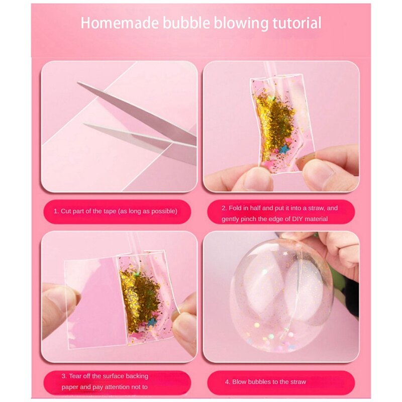 DIY Blow Bubble Nano Tape, Brinquedos de descompressão para crianças, fita dupla face, bola pegajosa, artesanato, 1 conjunto