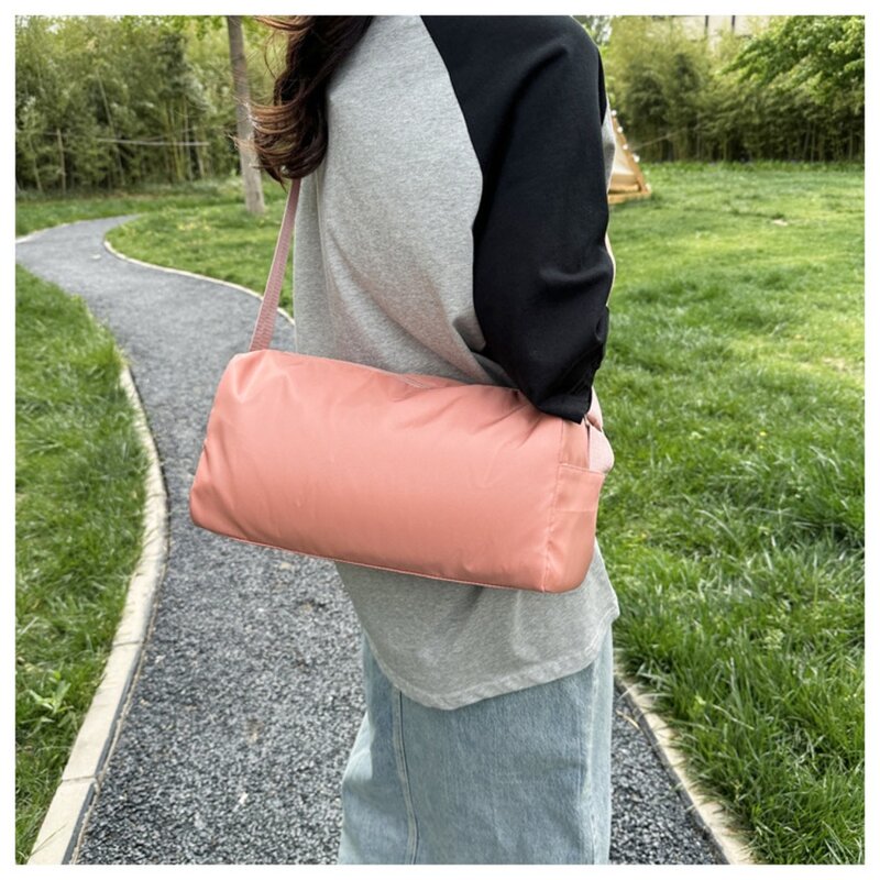 Однотонная сумка для фитнеса, повседневная вместительная нейлоновая сумка-подушка, женская сумка через плечо