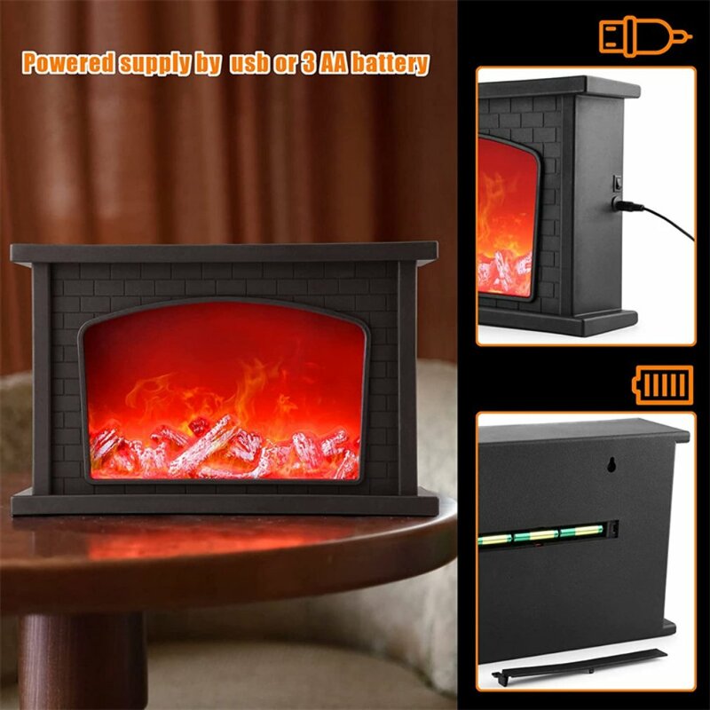 Neue Flamme Kamin Stil Lampe intelligente Touch-Schalter Simulation Feuer Holzkohle Ornamente Home Craft Style Wohnkultur