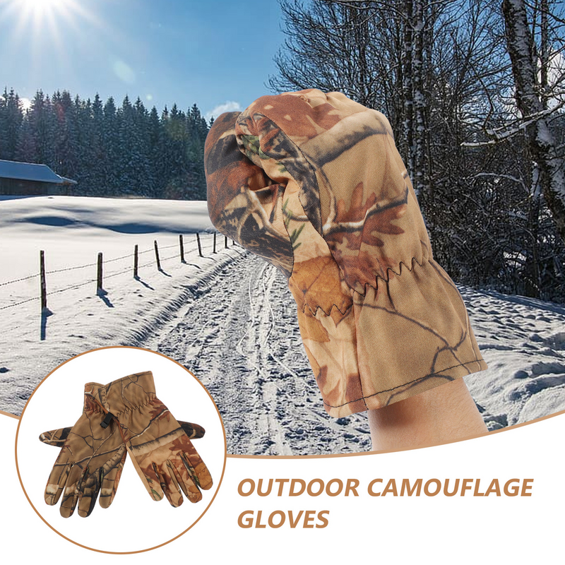 Guantes de esquí de camuflaje para hombre y mujer, vestido de caza de dedo completo, guantes de esquí para hombre y mujer, guantes para exteriores