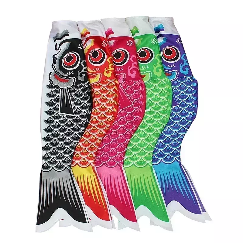 Kaus kaki angin ikan karper Jepang 40cm, pita bendera ikan layang-layang kartun ikan berwarna-warni kaus kaki angin ikan mas hadiah Koinobori baru