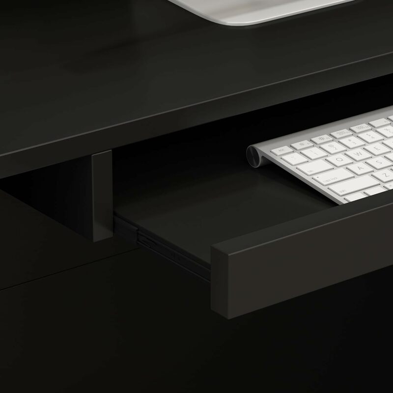 Moderner Empfangs tisch, L-förmige Rezeption mit abschließbarer Schublade und offenen Regalen für das Büro zur Kasse im Salon