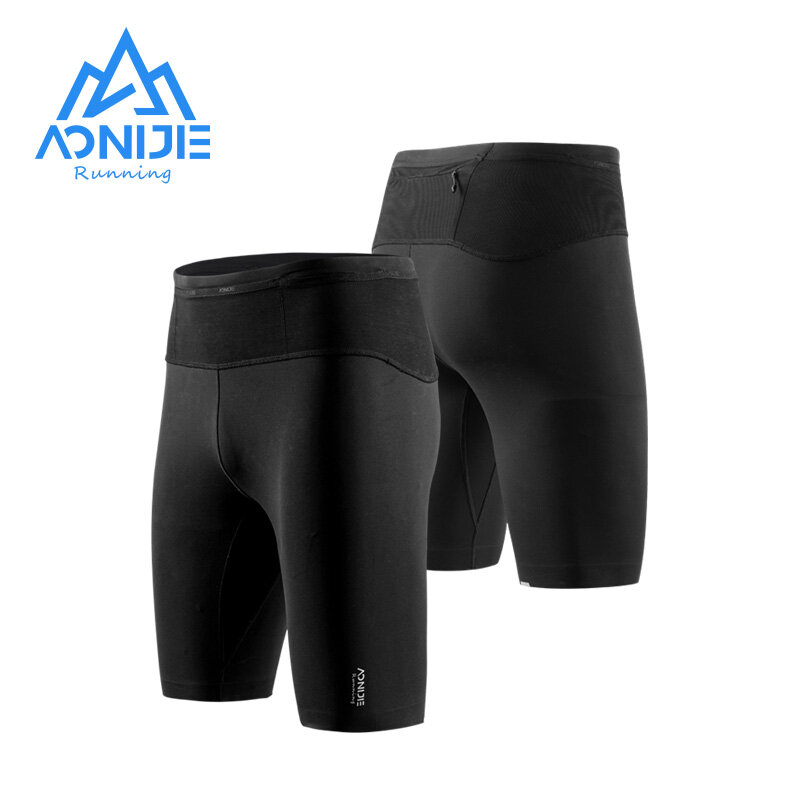 Aonijie fm5120 man mannelijke sport sneldrogende compressie shorts strakke elastische vijfde broek voor zomertraining hardlopen fietsen