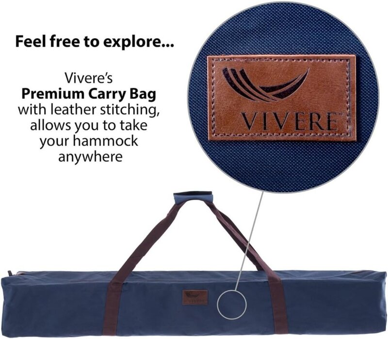 Podwójny hamak Vivere ze stalową podstawką oszczędzającą miejsce, naturalny (pojemność 450 funtów — torba transportowa Premium w zestawie)