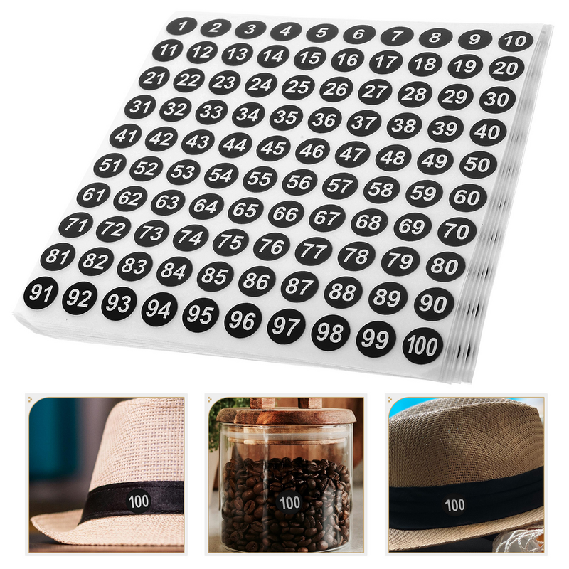 50 Blatt Kleidung runde Nummer Aufkleber Büro Tag Klassifizierung digitale Etikett Kupferplatte für Klassen zimmer