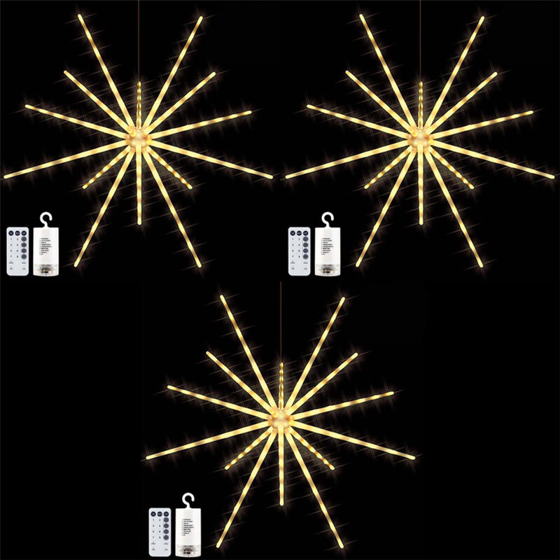 Remote 8 mode Exploding Bintang kembang api tali lampu tahan air 112LED Natal peri lampu untuk pesta pernikahan dekorasi taman