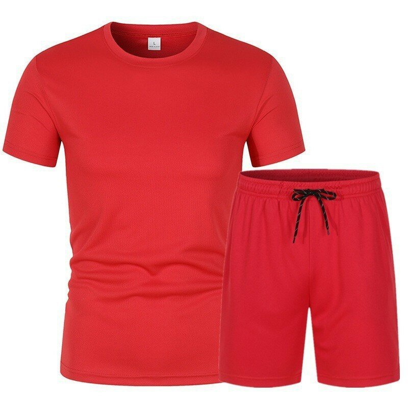 Summer men's beach pants fashion short sleeved set T-shirt+beach capris casual sports two-piece