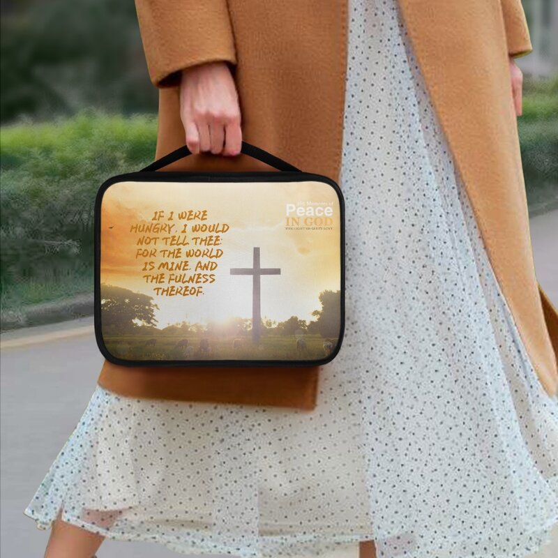 Bolso de la Biblia para mujer, bolso con asa y cremallera, cubierta de Hymns, estuche de transporte, bolsas de almacenamiento de sol, maletín de árbol cruzado