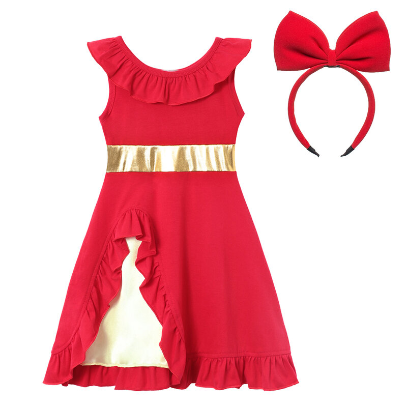 Minnie Summer Casual Dress Red Dress Daily clothing Beach Suspended Sleeveless Knee Length Soft 100% Cotton Dresses 2-10 Years