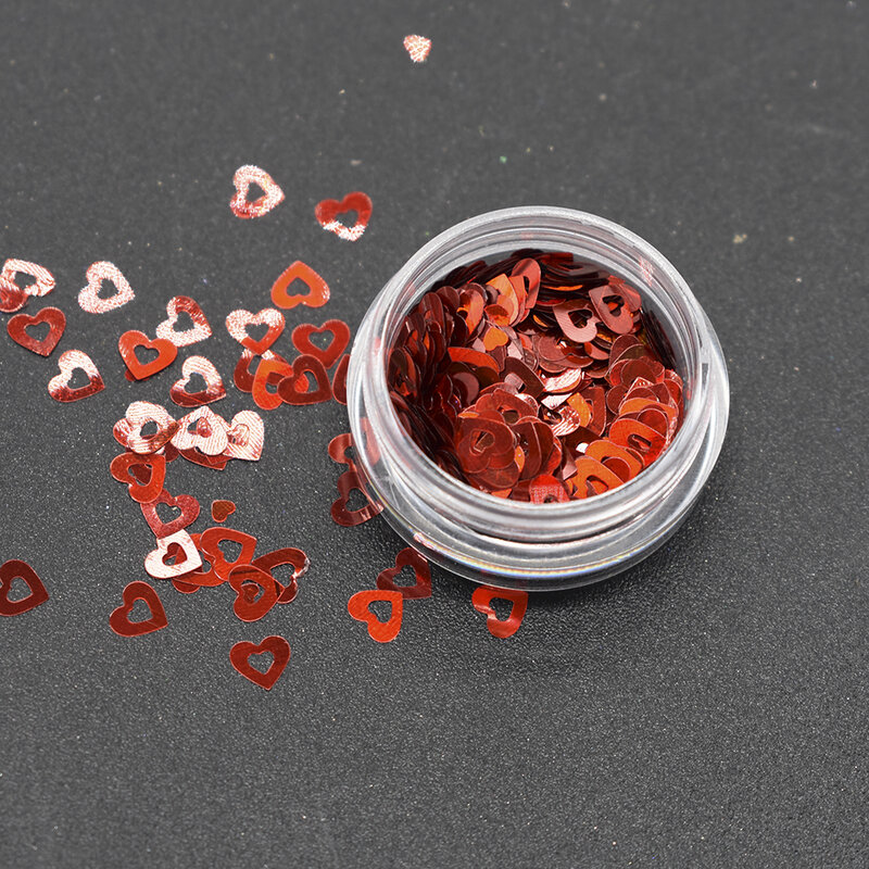 10G/Bag Mixed Valentine's Day Nail Art Sequins Shiny Red Love Heart Glitter Flakes Nail Supplies Professionals Accessories