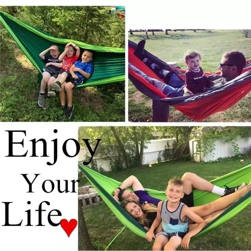 Nieuwe Single Person Draagbare Outdoor Camping Hangmat Met Nylon Kleur Bijpassende Hangmat Hoge Sterkte Parachute Stof Opknoping Bed