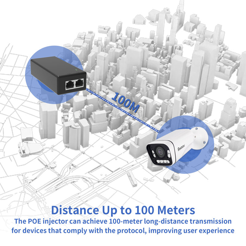 Adaptador de inyector Gigabit POE 30W, compatible con IEEE 802,3 af/at, convierte no PoE a red PoE +, 10/100/1000Mbps RJ45, Plug & Play