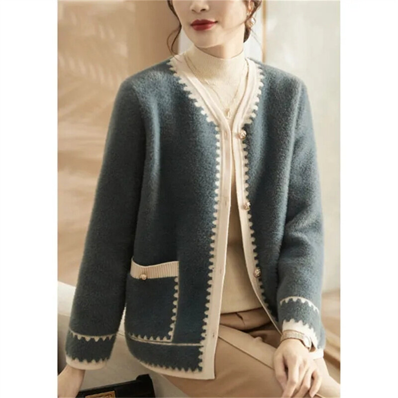 High Quality Imitation Mink Coat Mother's Winter Fashion 2023 New Mid Aged And Old Women's Autumn Mink Coat Spring Cardigan