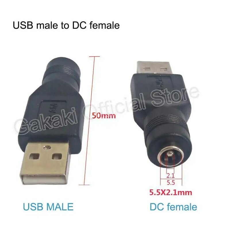 DIY Connector 5.5*2.1mm DC Female Power Jack To USB 2.0 Type A Male Plug Jack Socket 5V DC Power Plugs Adapter Laptop