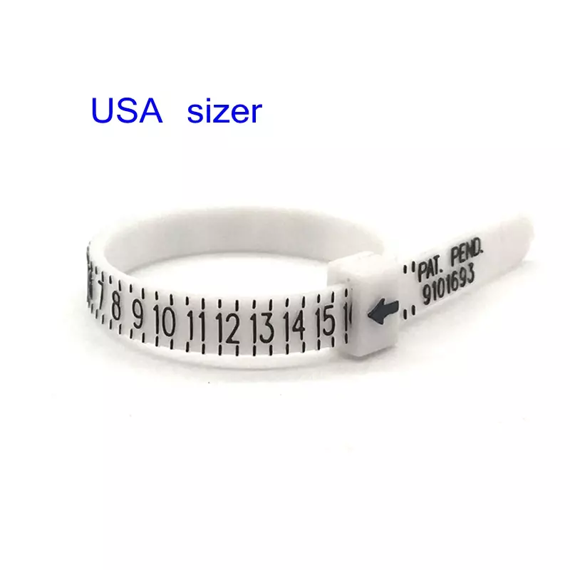 NIUPIKA pierścionek miarka Sizer do palców Sizer US UK pasek z tworzywa sztucznego 1 ~ 13 AZ 41 ~ 76 pomiar biżuterii