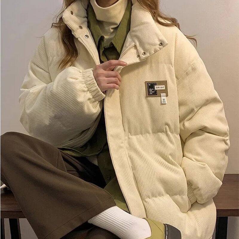 Parkas cálidas Harajuku para mujer, abrigo de pana de algodón, chaquetas de gran tamaño para niña, cortavientos, Abrigo acolchado, invierno, 2023