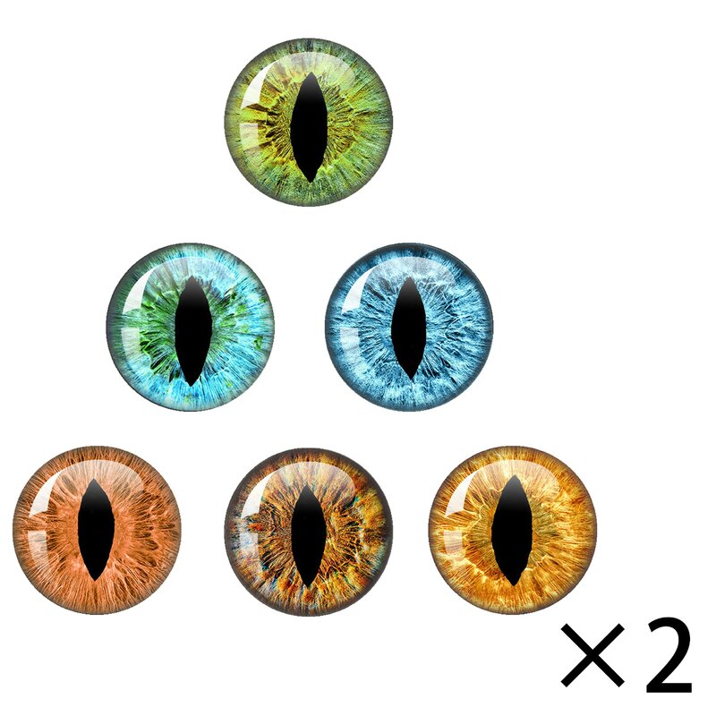Glass Eyes Cabochons Round 10MM-40MM Round Dome Dragon Eye Dragon Cat Eye Toys DIY Jewelry Accessory MIX Pupil Eye Cameo