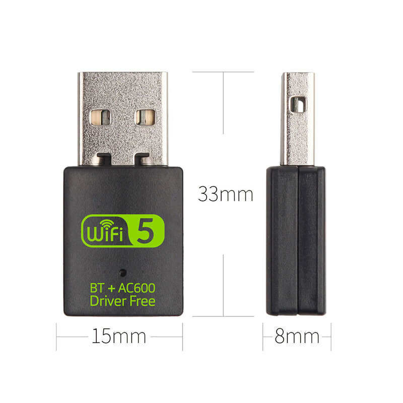 محول USB متوافق مع البلوتوث ، 600Mbps ، سائق مجاني ، BT واي فاي USB دونغل ، محول LAN إيثرنت ثنائي النطاق ، بطاقة شبكة USB