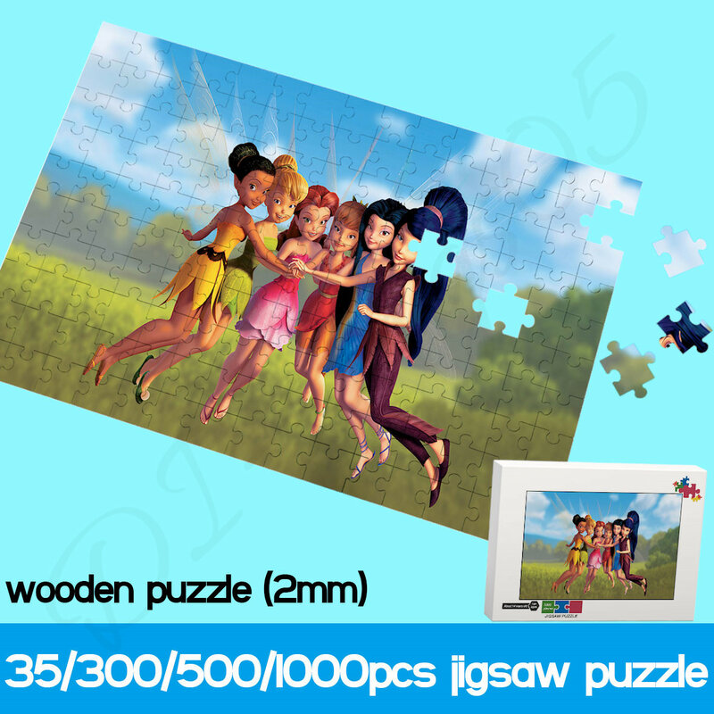 Tinker Bell Full Characters Puzzles Disney Animated Film Cartoon Characters 500 1000 Pieces of Wooden Jigsaw Puzzles Unique Gift