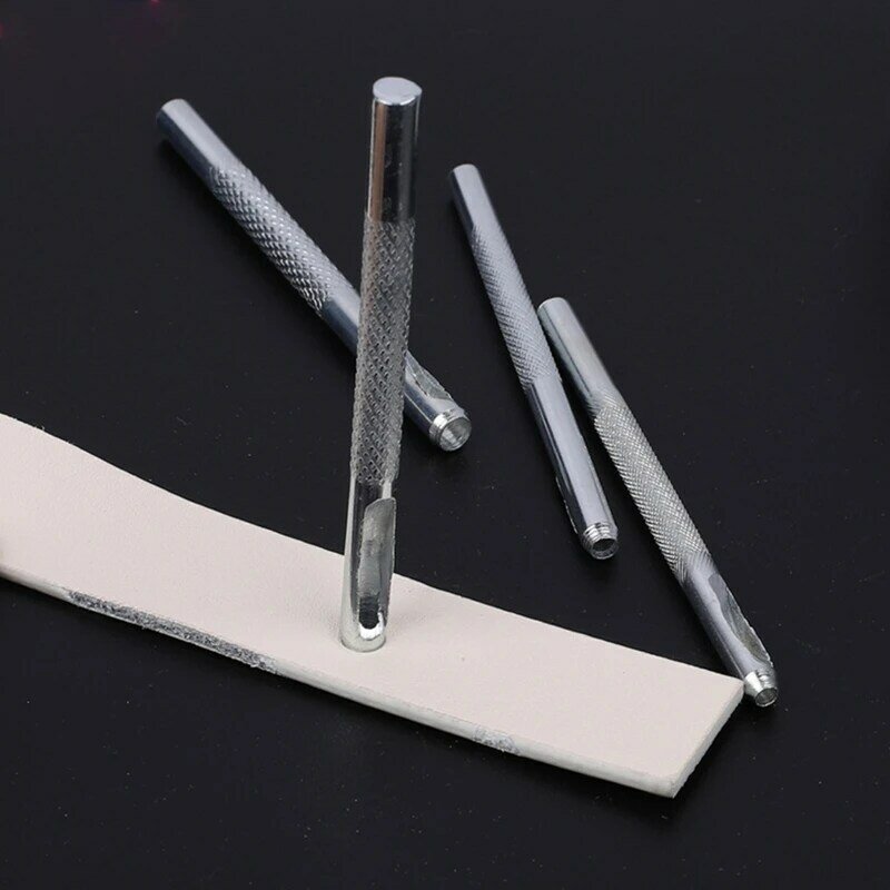 Metalen lederen tool ronde vorm perforator lederen stiksels riem horlogeband holle DIY tool duurzaam