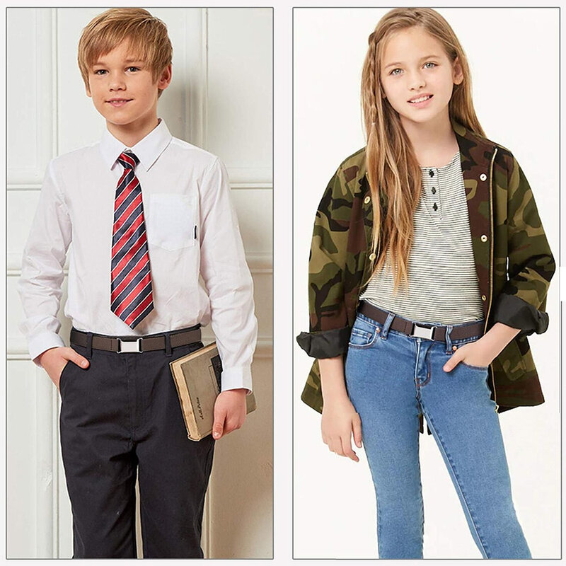 Student Kids Toddler Uniform Belts for Boys Girls Adjustable Stretch Elastic Luxury Brand Belt with Buckle for Kids Waist Belts