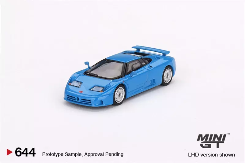 Mini GT azul Bugatti LHD Diecast modelo carro, EB110, 1:64