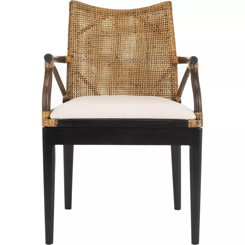 Safavieh 홈 지아니 라탄 열대 우븐 암 의자, 다크 브라운, 블랙