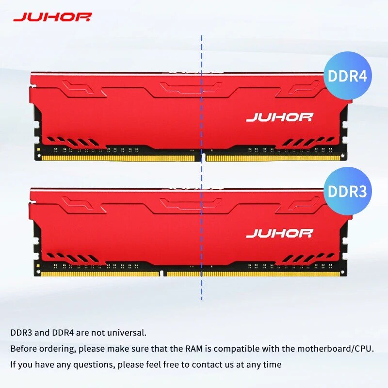 JUHOR Memoria Ram DDR3 8G 4G 1866 1333 1600MHz DDR4 8G 16G 32G 2666 3200MHz Udimm Dimm Memoria Desktop
