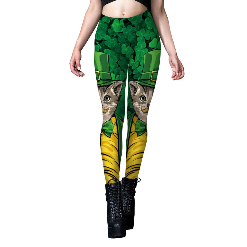 Nadanbao St. Patrick's Day Print Leggings Women Sexy Holiday Party Pants Female Elastic Tights Fashion Trousers