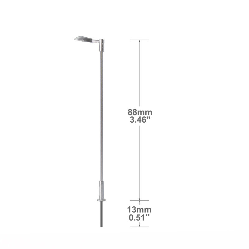 Evemodel-farola LED de Metal y plata, lámpara con resistencias para 12V LD12HOWMSi, color blanco cálido, escala 1:87, 10 piezas HO