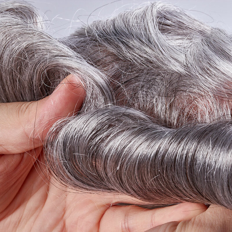 Мужской капиллярный протез волос тонкая кожа 0,03-0,04 мм V-образная петля без узлов искусственный парик 100% человеческие волосы мужские парики прочные парики для мужчин