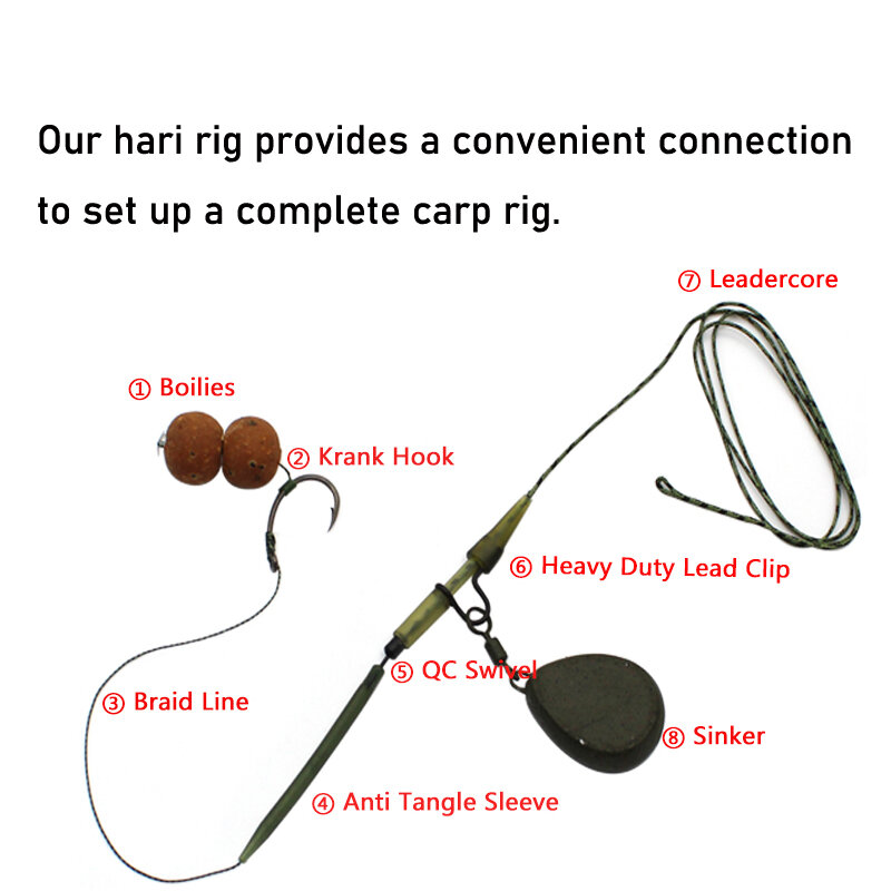 6pcs Carp Fishing Accessories Hair Rig Fishing Hook Set Ready Made Tied Rigging With Fishing Line Boilie Hook For Carp Tackle