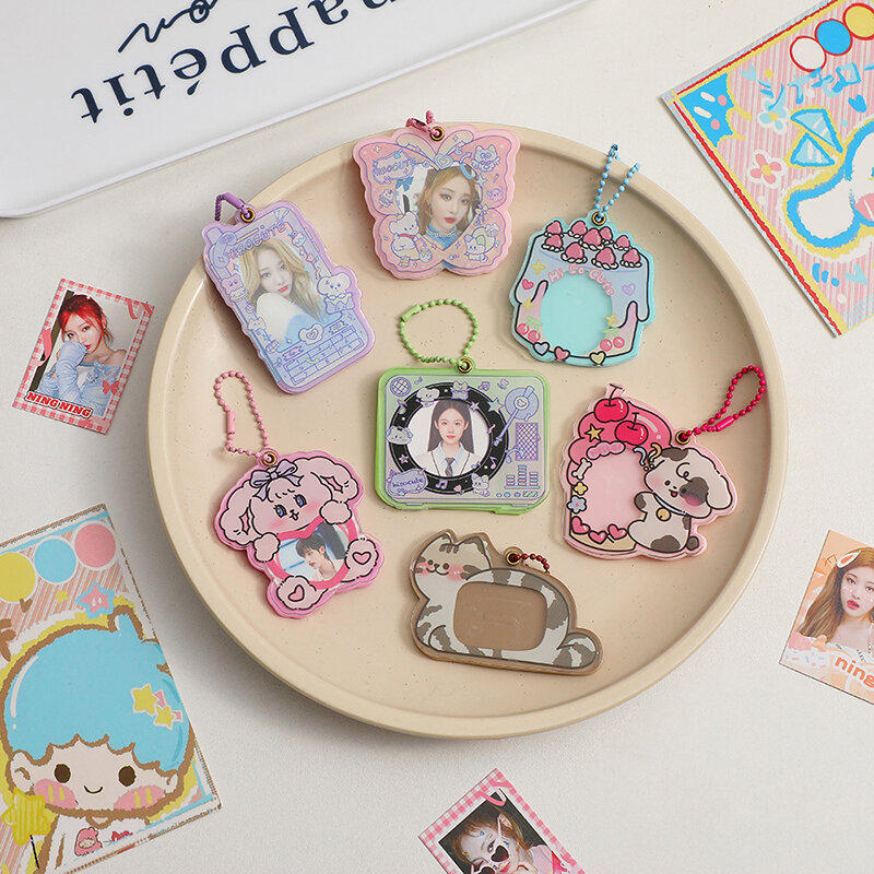 Girls Butterfly Cat Creative Car Bag Pendant Cartoon Y2K Mini Mobile Phone Keychains Idol Picture Frame Unique Friends Gifts