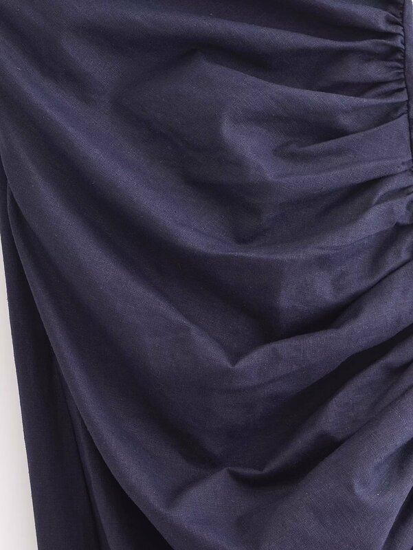 Robe plissée en mélange de lin pour femmes, nouveau, chic, mode, décoration, serré, fendu, soutien-gorge, midi, rétro, dos nu